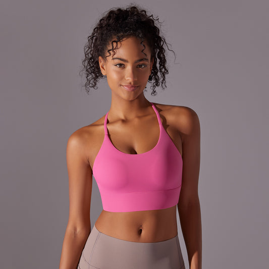 Brushed Double-sided Nylon Solid Color Beauty Back Cross Sports Underwear